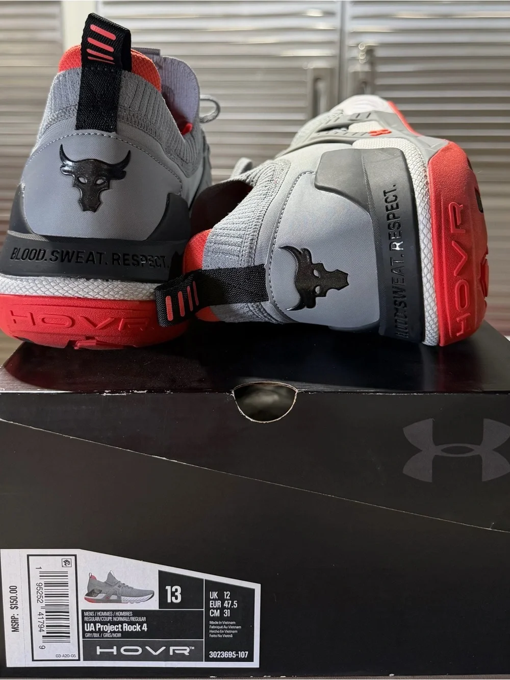 Under Armour Men’s Gray and Red Performance Knit Sneakers